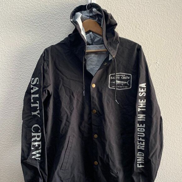 Salty Crew Lightweight Windbreaker Jacket Find Refuge In The Sea Medium EUC - Picture 2 of 5